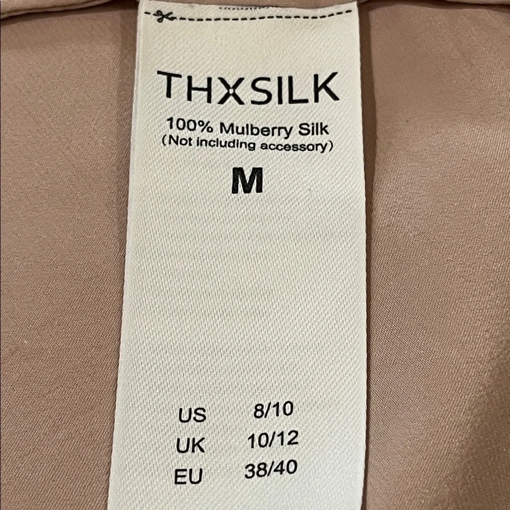 THXSILK Silky Blush Pink Lace Trim Slip SILK Dress women SIZE 8/10